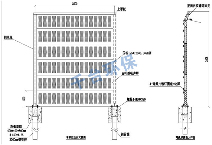 道路聲屏障上彎弧式結(jié)構(gòu)圖